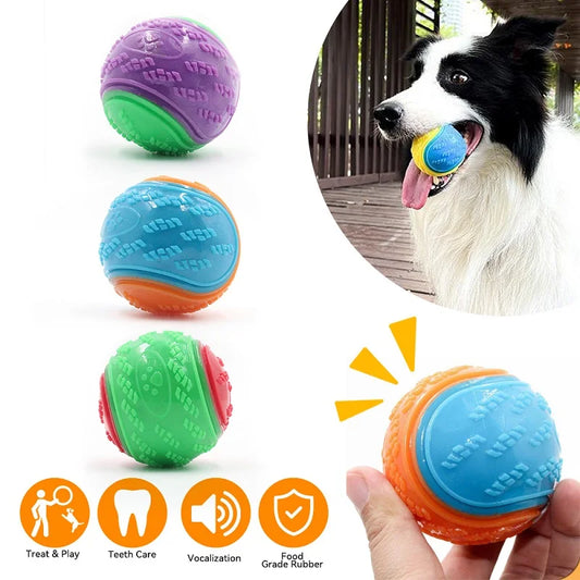 Dogs  Interactive Toys Soft TPR Toys for Dog Pet Teeth Cleaning Bite Resistance Squeaky Dog Ball Toy